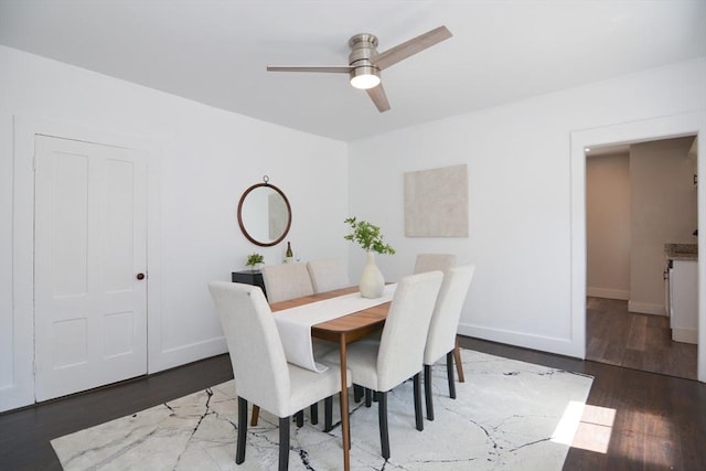22 Chester Unit 22, Amesbury, MA 01913 - dining space featuring ceiling fan, wood finished floors, and baseboards
