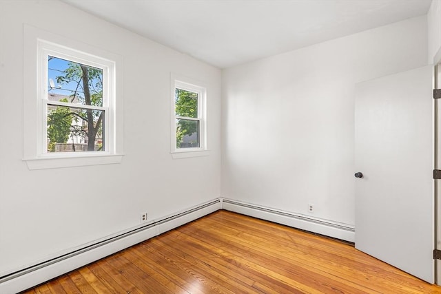 31 Hunting St, Cambridge, MA 02141 - spare room with baseboard heating, healthy amount of natural light, and light wood-style floors