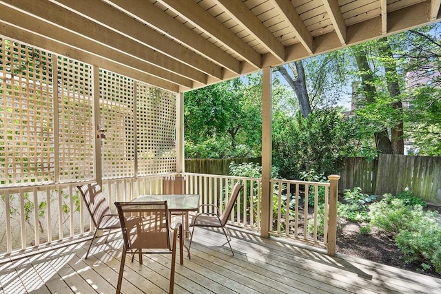 31 Hunting St, Cambridge, MA 02141 - wooden terrace with a fenced backyard and outdoor dining area