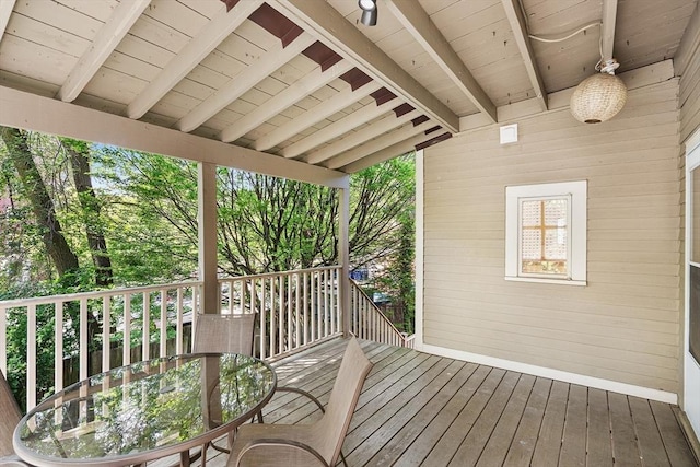 31 Hunting St, Cambridge, MA 02141 - wooden terrace with outdoor dining area