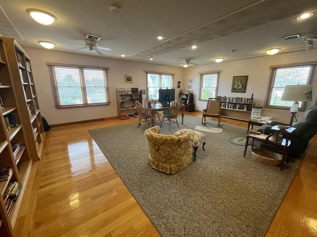 26 Feeney Rd, Norwood, MA 02062 - living room with ceiling fan, light wood-style flooring, a desk, healthy amount of natural light, and recessed lighting