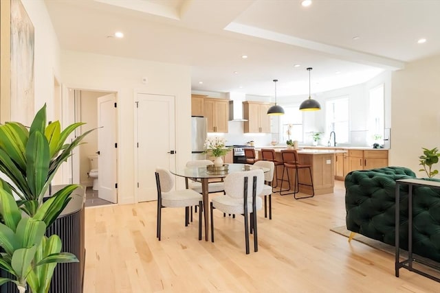 59 Dartmouth St Unit A, Somerville, MA 02145 - dining area featuring light wood-type flooring and recessed lighting