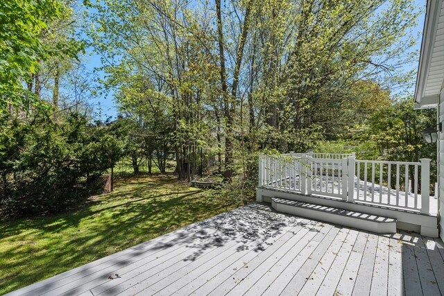 deck featuring a lawn