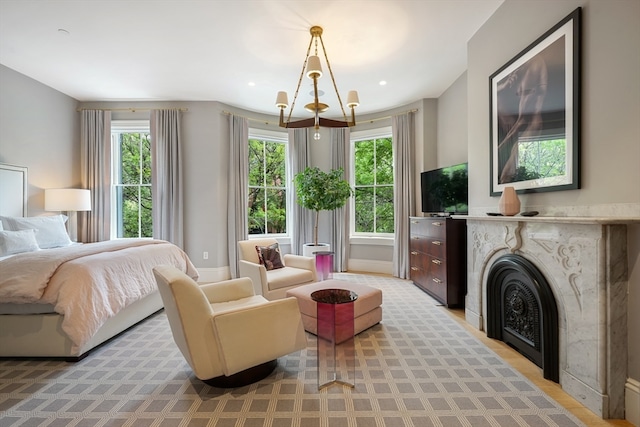 interior space featuring a notable chandelier and multiple windows