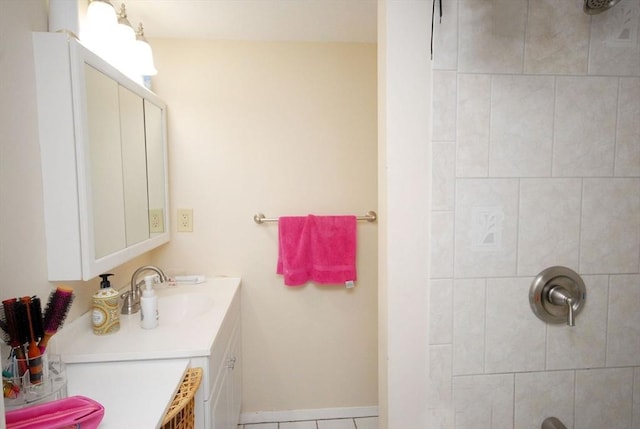 238 Brown Bear Xing Unit 238, Acton, MA 01720 - bathroom with a tile shower, vanity, and tile patterned floors