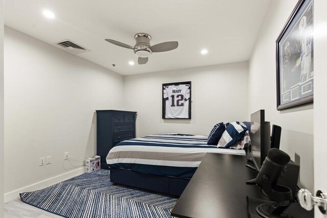 234 Causeway St Apt 709, Boston, MA 02114 - bedroom featuring visible vents, recessed lighting, baseboards, and a ceiling fan