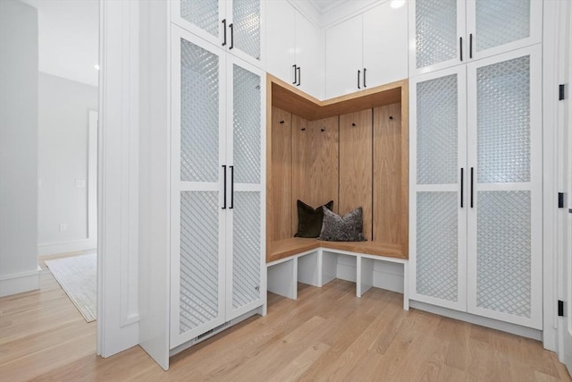 mudroom featuring light hardwood / wood-style flooring