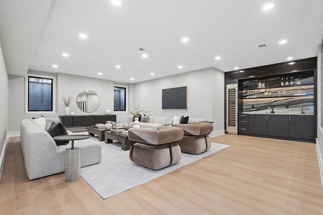 living room featuring light hardwood / wood-style floors