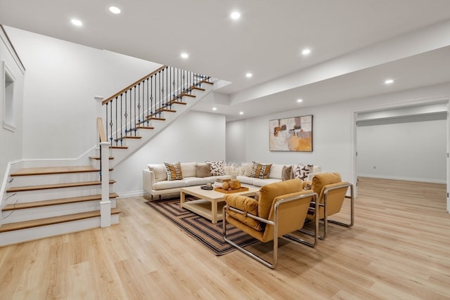 living room with light wood-type flooring