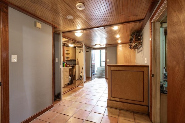 17 Lantern Rd, Revere, MA 02151 - corridor with light tile patterned floors, wood ceiling, and baseboards