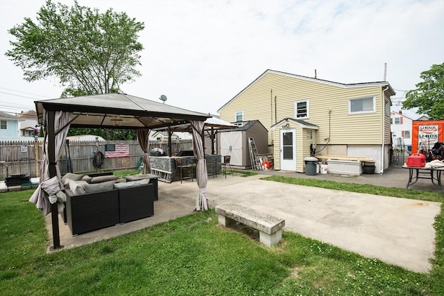 17 Lantern Rd, Revere, MA 02151 - rear view of property with a gazebo, an outdoor living space, and a patio area