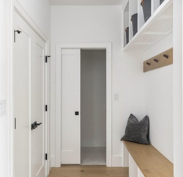 224 Auburn St Unit F, Newton, MA 02466 - mudroom featuring light wood finished floors and baseboards