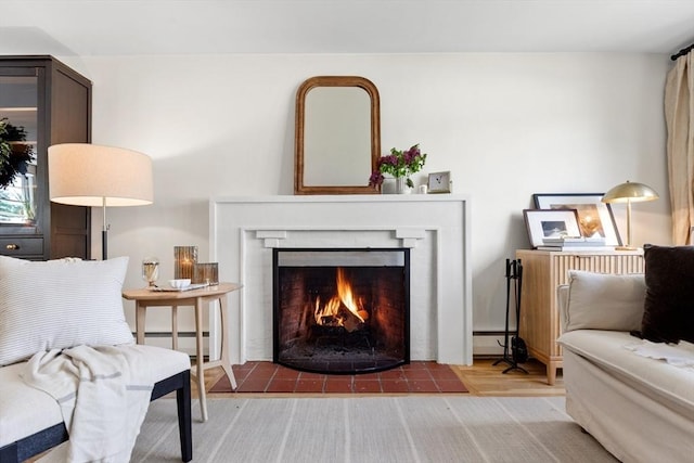 6 Manomet Rd, Woburn, MA 01801 - sitting room featuring a fireplace with flush hearth and a baseboard radiator