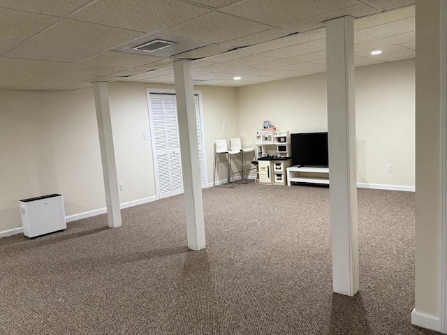 5 Samantha Way Unit 5, Acton, MA 01720 - finished below grade area featuring carpet, baseboards, recessed lighting, and a paneled ceiling