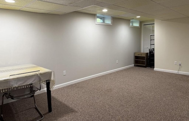 5 Samantha Way Unit 5, Acton, MA 01720 - below grade area featuring carpet flooring, recessed lighting, baseboards, and a paneled ceiling