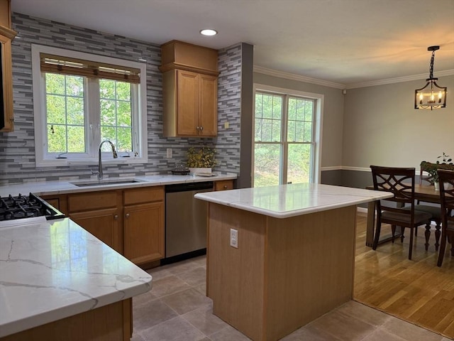 5 Samantha Way Unit 5, Acton, MA 01720 - kitchen with dishwasher, a sink, decorative backsplash, ornamental molding, and decorative light fixtures