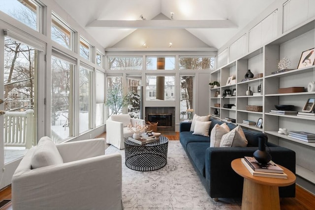 interior space with lofted ceiling