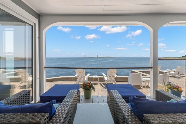 balcony with a water view