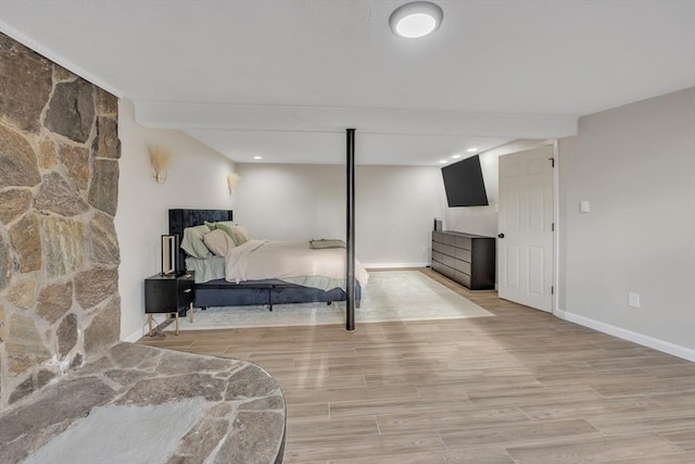 bedroom featuring light hardwood / wood-style floors