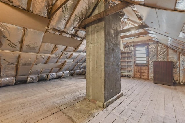 view of unfinished attic