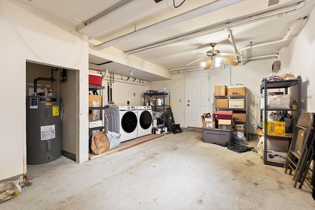 21 Fallon Ct Unit 21, Quincy, MA 02169 - garage with water heater, washing machine and dryer, and ceiling fan