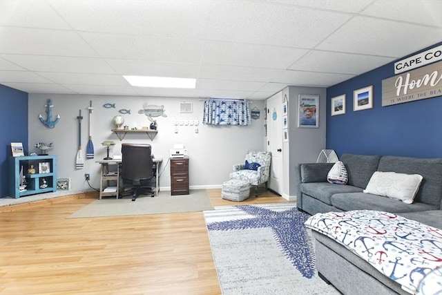 78 Yorktown Ct Unit 78, Chicopee, MA 01020 - living area with a drop ceiling, wood finished floors, an office area, and baseboards