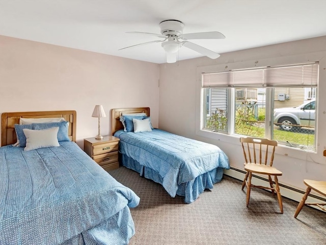 bedroom featuring a ceiling fan and carpet flooring