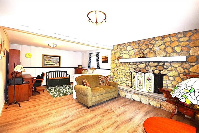 living area with wood finished floors