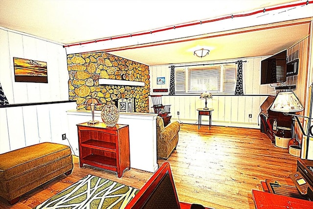 living room with wood finished floors
