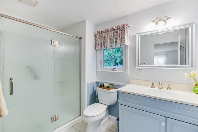 24 Emerald Ln, Falmouth, MA 02536 - bathroom with vanity, a shower stall, and tile patterned flooring