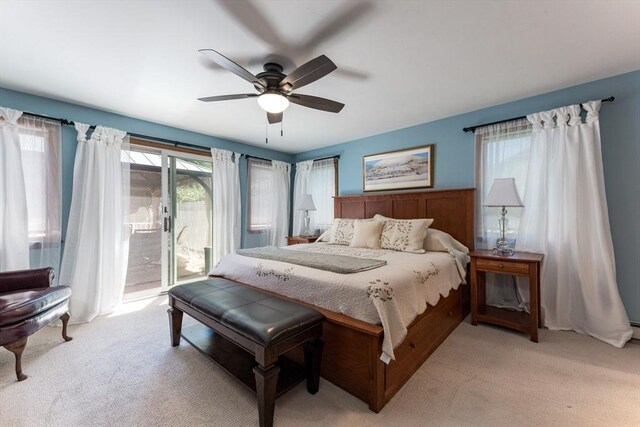 11 Polaris Dr, Mashpee, MA 02649 - bedroom with ceiling fan, access to outside, and light carpet