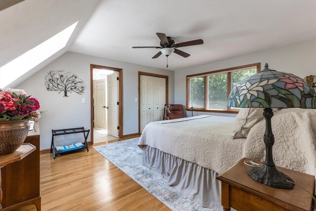 11 Polaris Dr, Mashpee, MA 02649 - bedroom featuring light wood finished floors, a skylight, ceiling fan, and baseboards