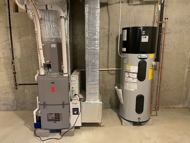 utility room with heat pump water heater