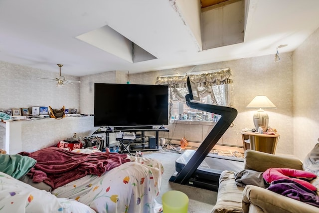 living room with ceiling fan