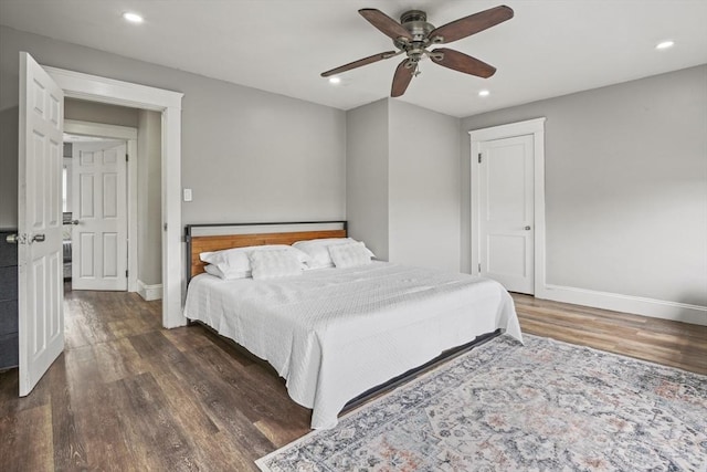 21 Vernon St, Lowell, MA 01850 - bedroom with baseboards, a ceiling fan, recessed lighting, and wood finished floors