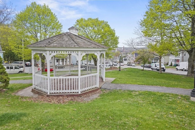 21 Vernon St, Lowell, MA 01850 - view of property's community with a lawn and a gazebo