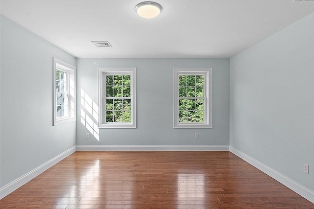 spare room featuring wood-type flooring