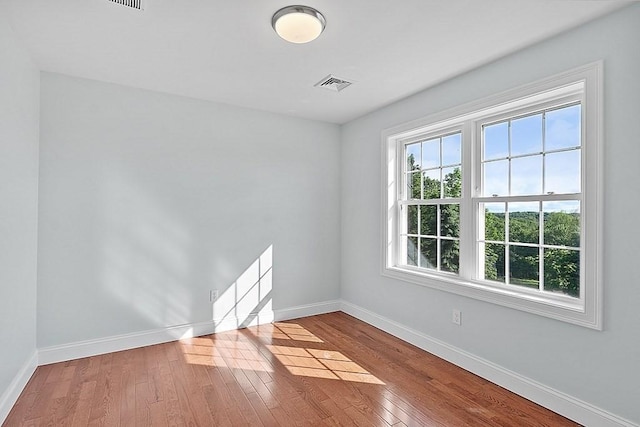 spare room featuring wood-type flooring