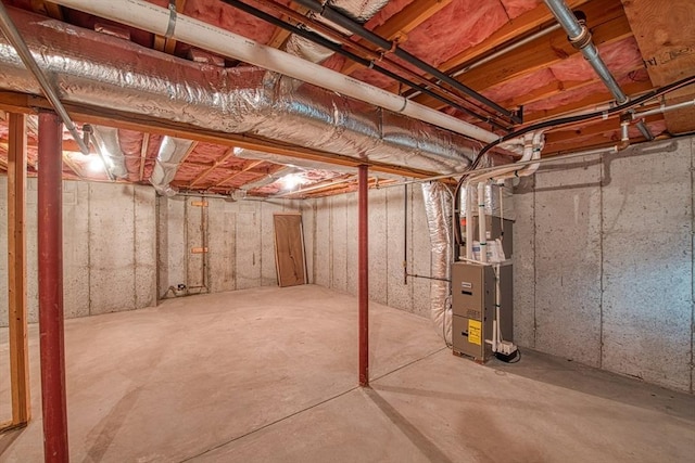 basement with heating unit