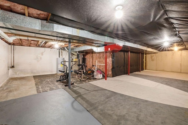 basement featuring gas water heater