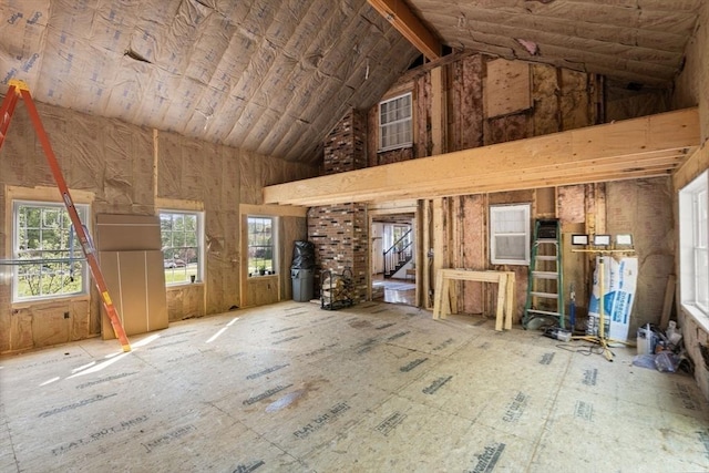 230 W St, Paxton, MA 01612 - unfurnished living room with high vaulted ceiling