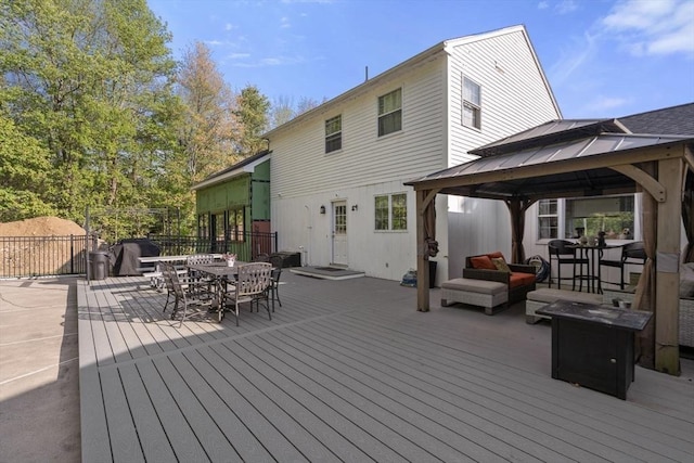 230 W St, Paxton, MA 01612 - wooden terrace with a gazebo, outdoor dining space, and a grill