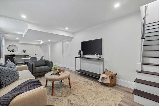 living room featuring light hardwood / wood-style flooring