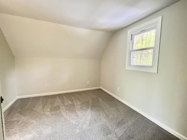 196 Munn Rd, Monson, MA 01057 - additional living space with dark colored carpet, baseboards, and lofted ceiling