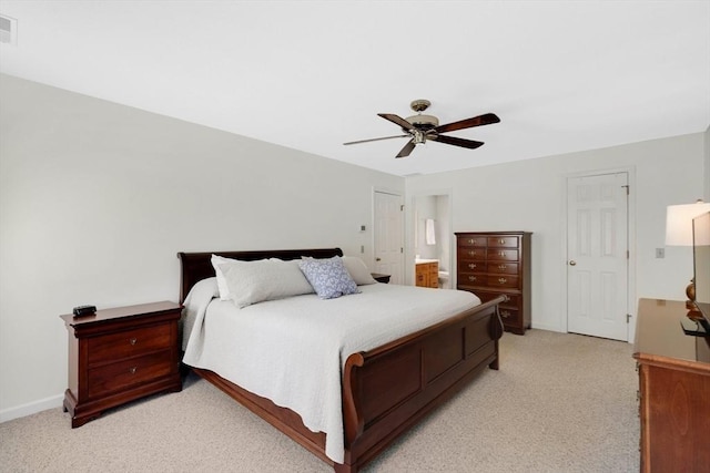 24 Heritage Cir E, Longmeadow, MA 01028 - bedroom featuring light colored carpet, ceiling fan, baseboards, and ensuite bath