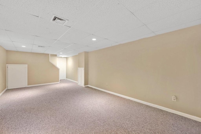 24 Heritage Cir E, Longmeadow, MA 01028 - carpeted empty room with a paneled ceiling, baseboards, and recessed lighting