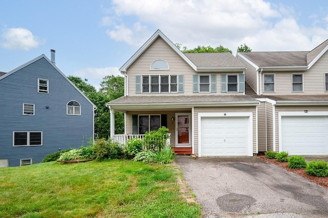 14 Midgley Ln, Worcester, MA 01604 - view of property featuring driveway, a front lawn, a porch, and a garage
