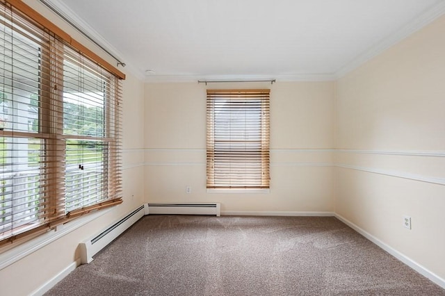 14 Midgley Ln, Worcester, MA 01604 - empty room featuring carpet, plenty of natural light, crown molding, and baseboard heating