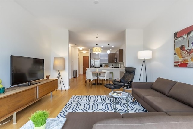 living room with light wood finished floors