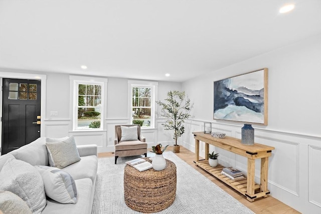 living room featuring light hardwood / wood-style floors